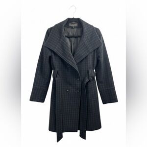 Jones New York Double Breasted Black/Charcoal Checkered Coat
